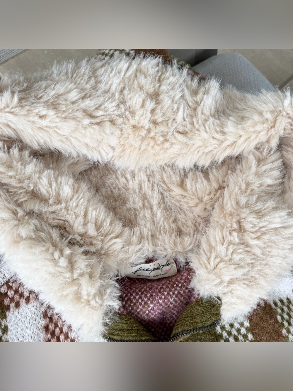 Free People Namesake Fur Lined Zip-Up Hoodie Sweater Medium - Picture 11 of 13